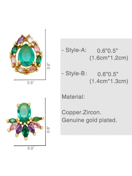 CC Brass Cubic Zirconia Multi Color Geometric Cute Stud Earring 4