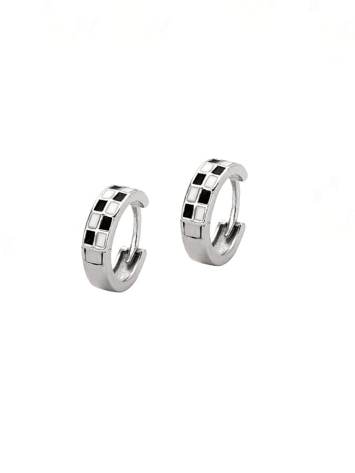 BeiFei Minimalism Silver 925 Sterling Silver Enamel Heart Minimalist Huggie Earring 0