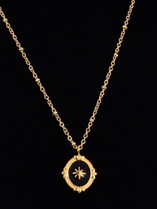 A TEEM Titanium Steel Enamel Star Vintage Necklace