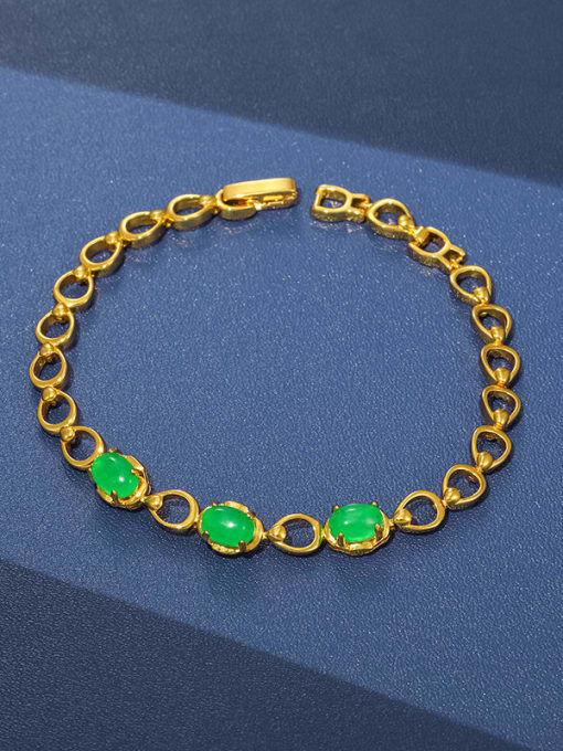 4 green Alloy Cubic Zirconia Geometric Vintage Bracelet