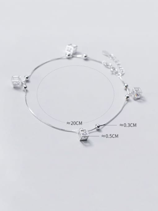Rosh 925 Sterling Silver Minimalist  Square Cubic Zirconia Anklet 1