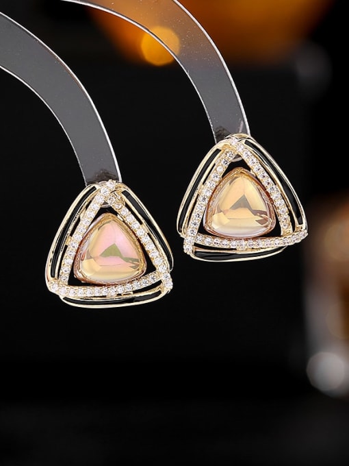 Luxu Brass Imitation Pearl Triangle Statement Stud Earring 2