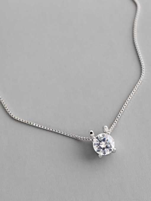 DAKA S925 Sterling Silver personalized single diamond necklace 2