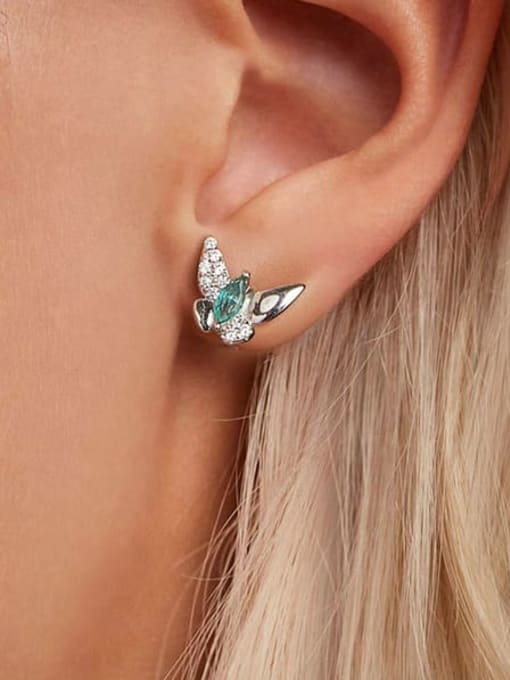 Jare 925 Sterling Silver Cubic Zirconia Butterfly Dainty Stud Earring 1