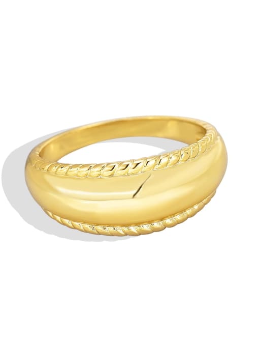 Gold fried dough twist edge wide ring Brass Geometric Minimalist  Fried Dough Twist Edge Wide Band Ring