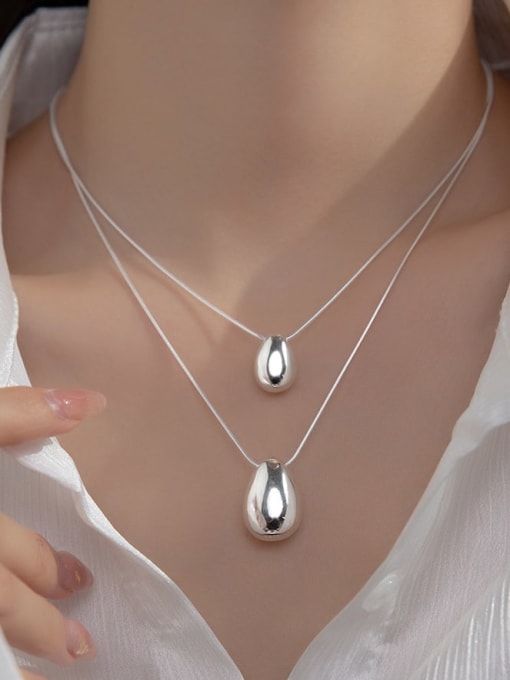 Rosh 925 Sterling Silver Water Drop Minimalist Necklace 2