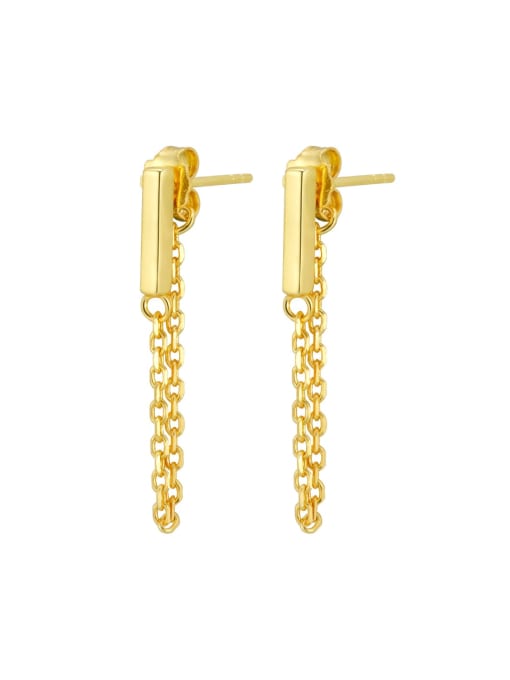 Golden color 925 Sterling Silver Chain Tassel Minimalist Threader Earring