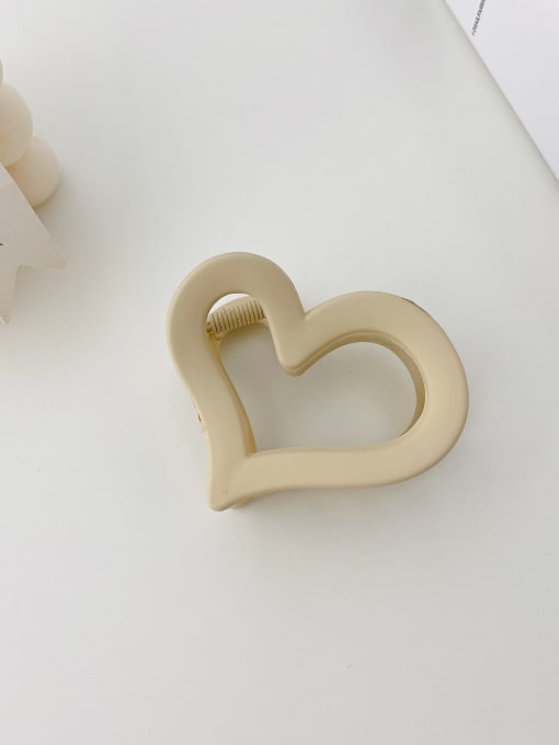 Rice white 6.5cm Alloy Resin Minimalist Heart Jaw Hair Claw