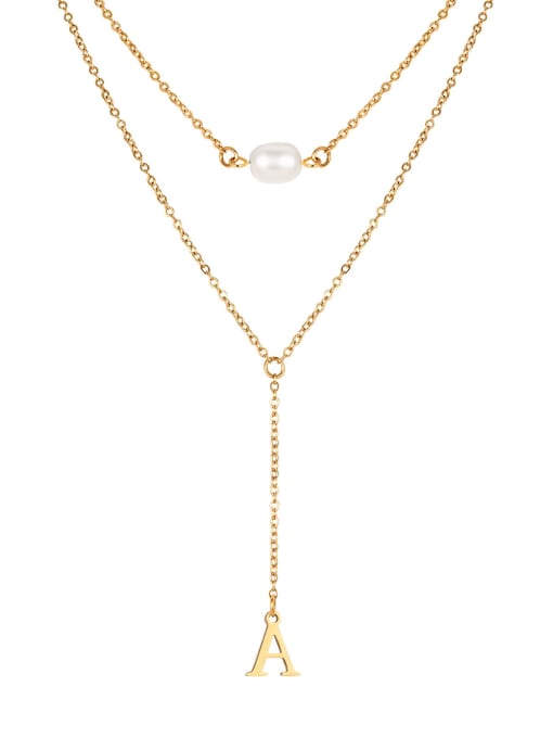 CONG Stainless steel Tassel Hip Hop Double Layer Chain Lariat Necklace 0