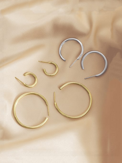 BeiFei Minimalism Silver 925 Sterling Silver Geometric Minimalist Hoop Earring 0