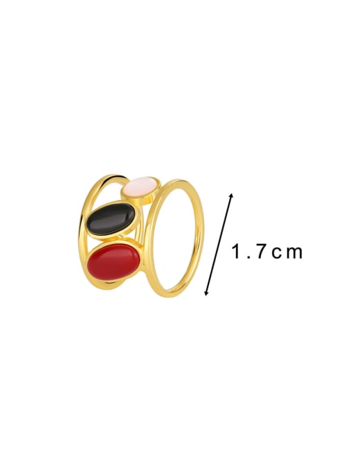 CHARME Brass Cats Eye Geometric Minimalist Stackable Ring 2