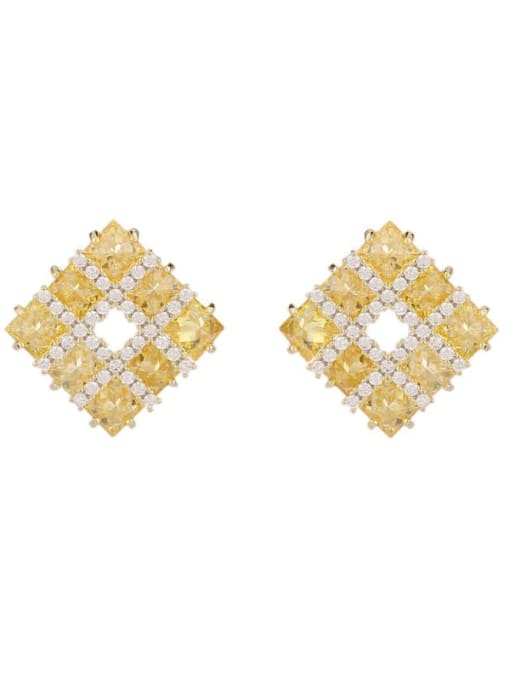 Luxu Brass Cubic Zirconia Multi Color Geometric Luxury Earring 2