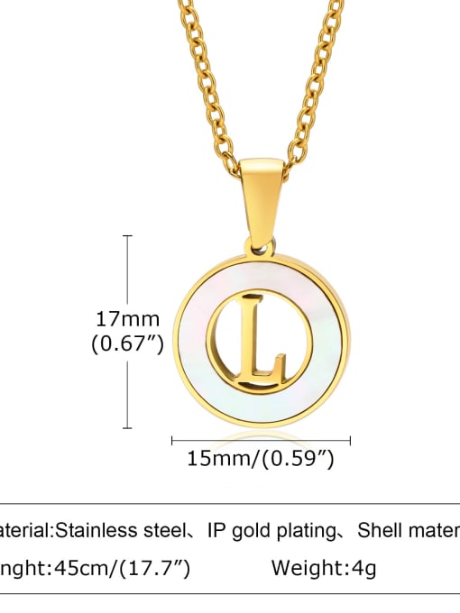 L letter 45CM Stainless steel Shell Letter Minimalist Necklace