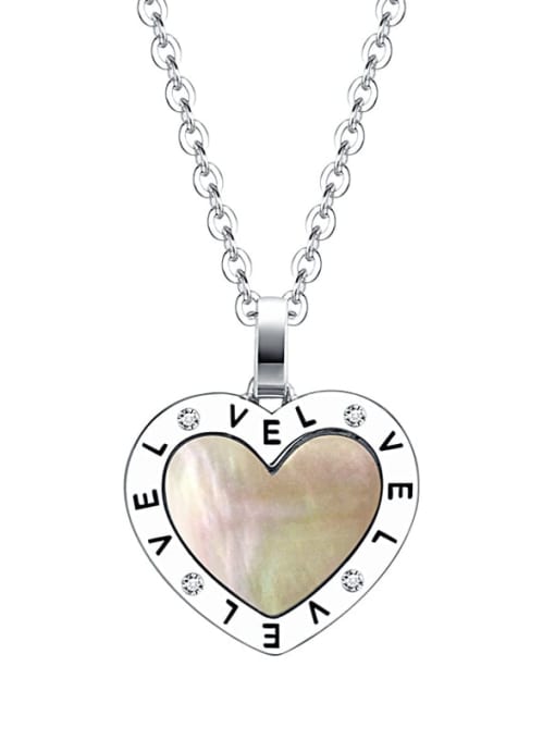 Platinum 925 Sterling Silver Shell Heart Minimalist Necklace