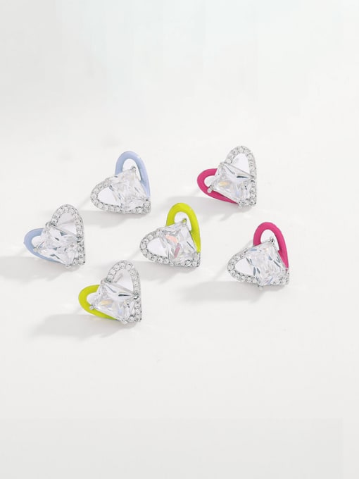 Luxu Brass Cubic Zirconia Heart Minimalist Stud Earring 4