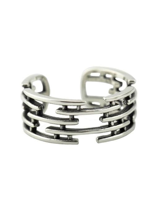 XBOX 925 Sterling Silver Hollow Irregular Vintage Stackable Ring 0