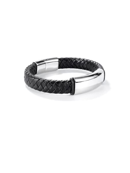 Open Sky Stainless steel Leather Geometric Hip Hop Link Bracelet 0