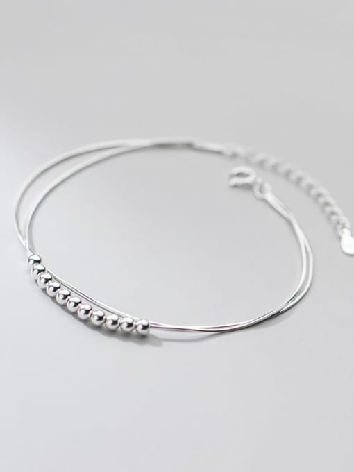 Rosh 925 Sterling Silver Bead Round Minimalist Strand Wire Bracelet 2
