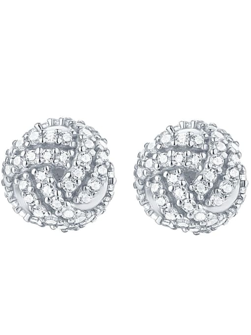 Platinum 925 Sterling Silver Cubic Zirconia Ball Luxury Stud Earring