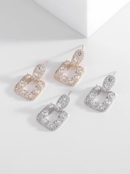 Luxu Brass Cubic Zirconia Geometric Luxury Cluster Earring 4