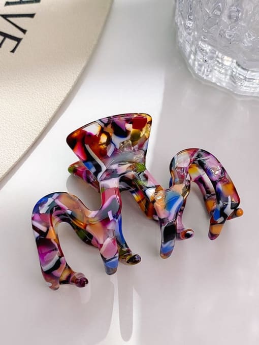 Seven color 6cm Cellulose Acetate Trend Irregular Alloy Multi Color Jaw Hair Claw