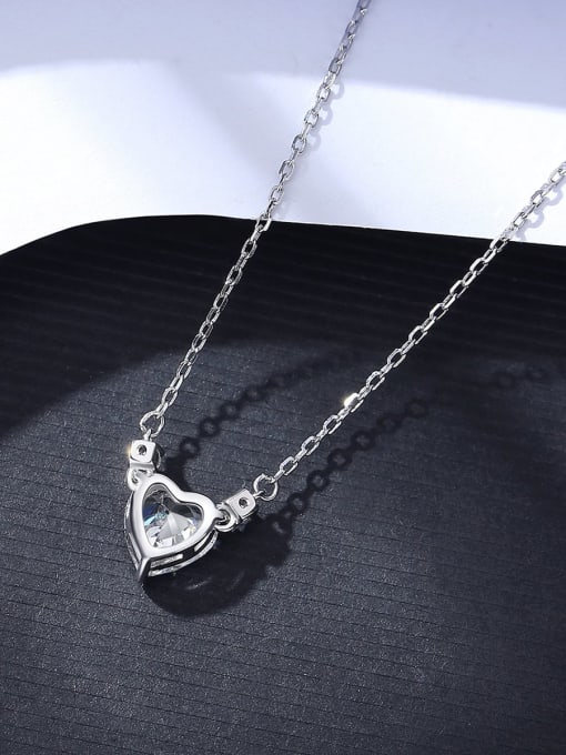 CCUI 925 Sterling Silver Cubic Zirconia Heart Minimalist Necklace 3