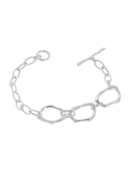 Plain silver 925 Sterling Silver Hollow Geometric Chain Minimalist Link Bracelet