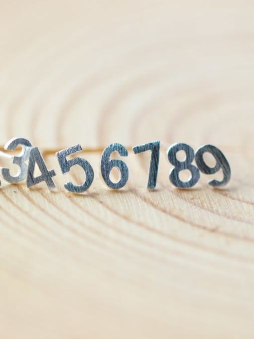 Rosh 925 Sterling Silver Number Minimalist Stud Earring 1