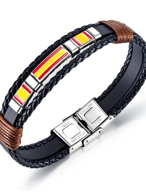 1375 Leather Bracelet Titanium Leather Geometric Vintage Woven Bracelet