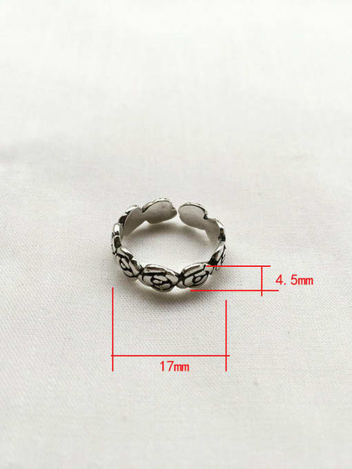 J35 925 Sterling Silver Geometric flower Vintage Stackable Ring