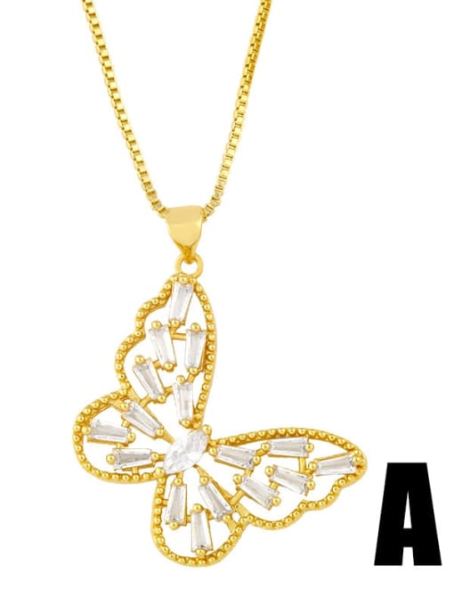 CC Copper Cubic Zirconia Butterfly Vintage pendant Necklace 0