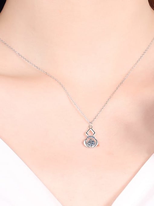 MOISS Sterling Silver Moissanite Geometric gourd  Dainty Necklace 1
