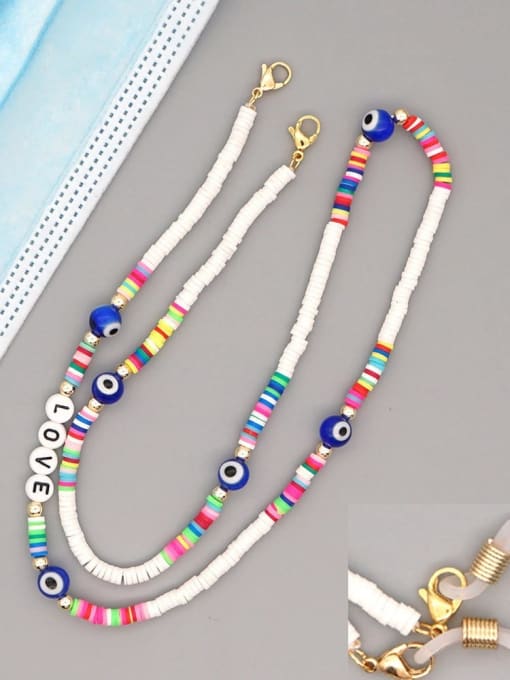 RT N200003B Stainless steel Glass  Bead Multi Color Acrylic Letter Bohemia Necklace
