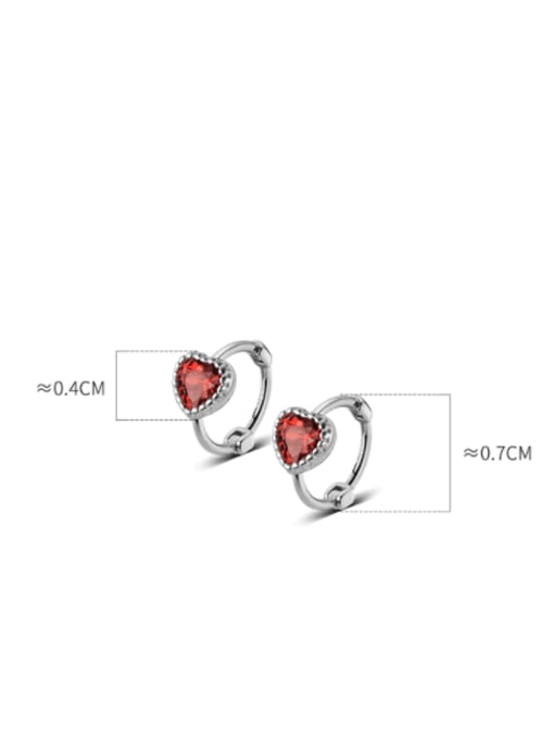 Rosh 925 Sterling Silver Cubic Zirconia Heart Dainty Huggie Earring 4