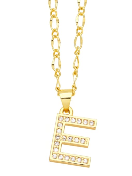 E Brass Cubic Zirconia Letter Hip Hop Necklace