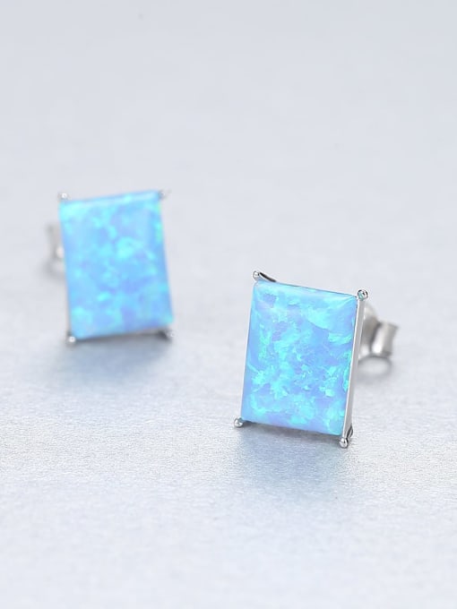 CCUI 925 Sterling Silver Opal Blue Square Minimalist Stud Earring 3