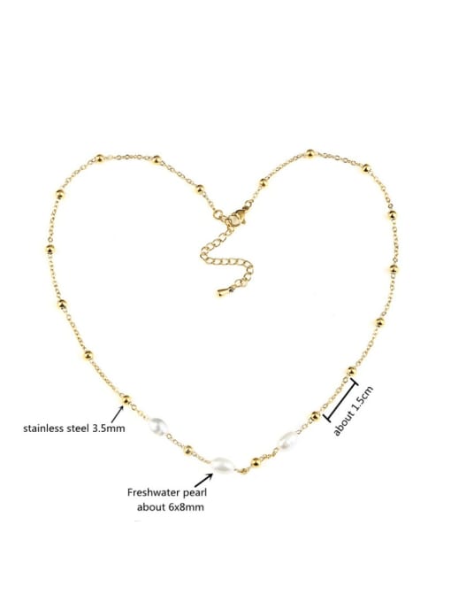 A TEEM Titanium Steel Imitation Pearl Heart Minimalist Necklace 1