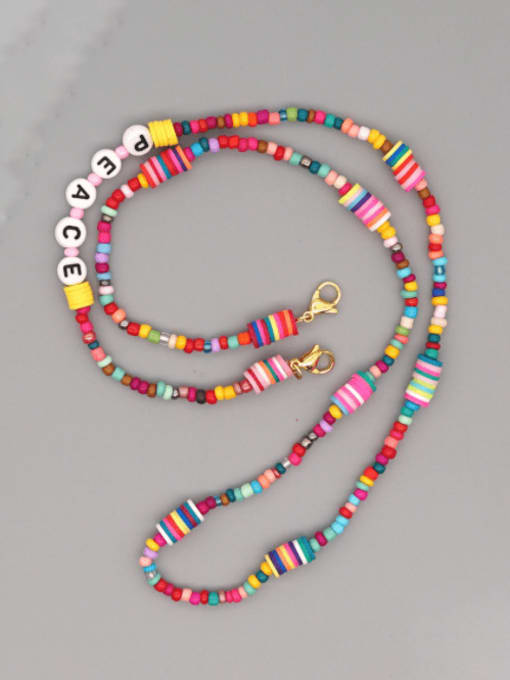 Roxi Stainless steel Bead Multi Color Polymer Clay Letter Bohemia Hand-woven Necklace 1