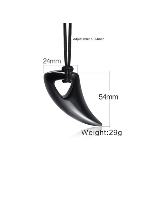 CONG Titanium Steel Irregular Minimalist  Black horn pendant Necklace 1