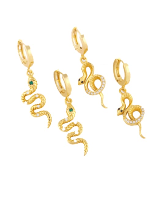 CC Brass Cubic Zirconia Snake Vintage Huggie Earring 0