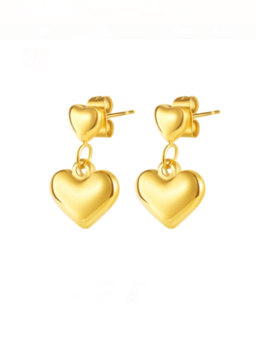 719 gold Titanium Steel Heart Minimalist Drop Earring
