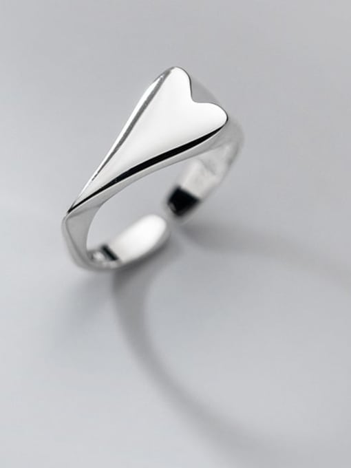 Rosh 925 Sterling Silver Smooth Heart Minimalist Band Ring 1