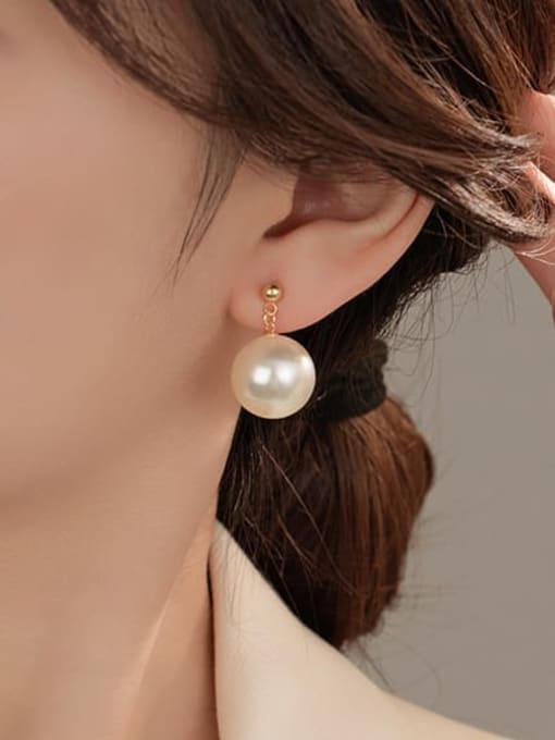 BeiFei Minimalism Silver 925 Sterling Silver Imitation Pearl Geometric Minimalist Drop Earring 1
