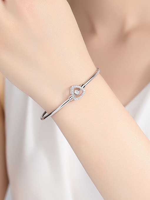 CCUI 925 Sterling Silver Cubic Zirconia simple fashion triangle Bracelet 1