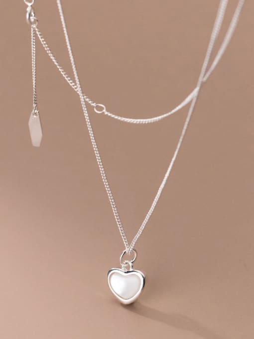 Necklace Silver 925 Sterling Silver Shell Heart Minimalist Necklace
