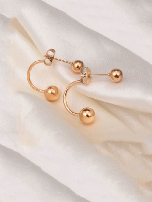 gold Titanium  Smooth Round Bead  Minimalist Stud Earring