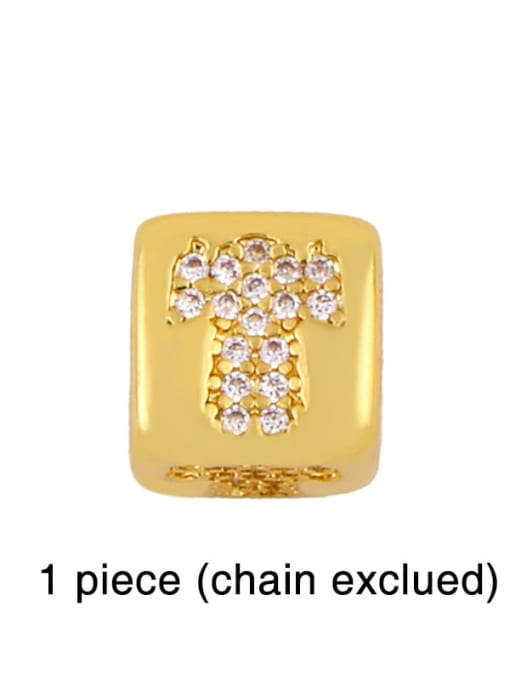 girl Brass Cubic Zirconia square  Letter Minimalist Adjustable Bracelet