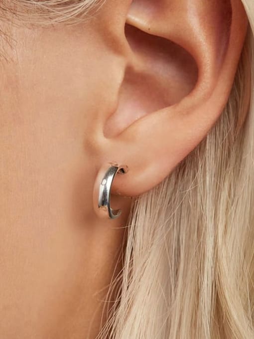 Jare 925 Sterling Silver Geometric Minimalist Stud Earring 2