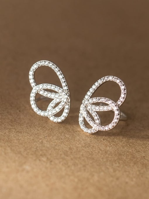 Rosh 925 Sterling Silver Cubic Zirconia Butterfly Dainty Stud Earring 0