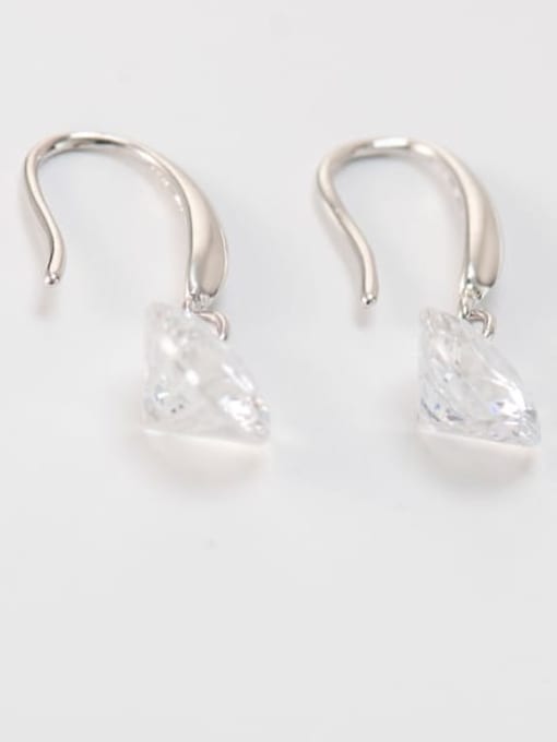 XBOX 925 Sterling Silver Cubic Zirconia Water Drop Minimalist Hook Earring 3